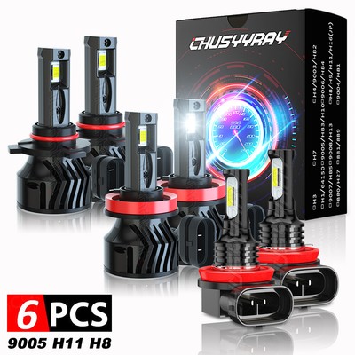 LED Headlight + Fog Light Bulbs For Toyota Highlander 2014-2019 Combo Kit White