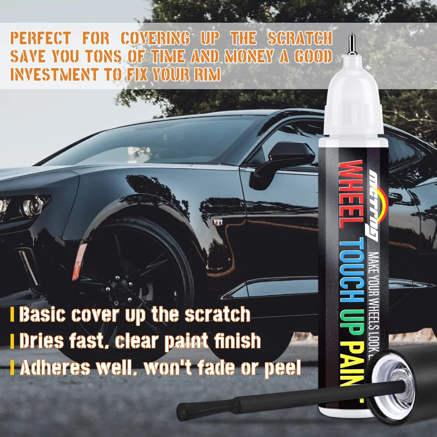 Black Rim Touch up Paint, Wheel Repair Kit for Cars, Black Wheel Paint