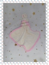 ⑥ - Doudou Peluche Lapin Blanc Rose Fuchsia Mouchoir  Klorane