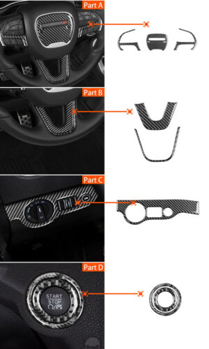 29Pcs Carbon Fiber Full Interior Dashboard Cover Trim For Dodge Challenger - Bild 3 von 12