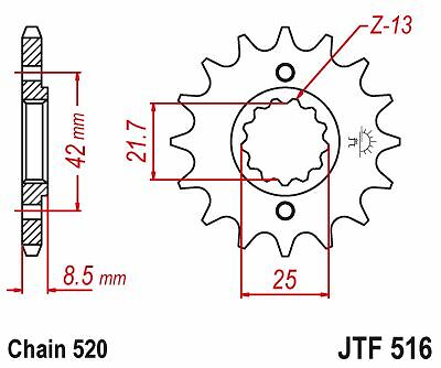 1 JT Front Sprocket JTF516.13 to fit Kawasaki EX250 F2-F19 Ninja