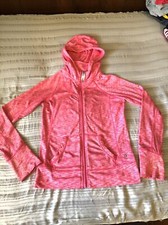 90  By REFLEX girls MEDIUM pink Zip Up Hoodie Sweatshirt Pockets Thumb Holes