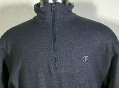 コットン Champion Gray 1/4 Zip Pullover Cotton Blend Sweater Sweatshirt