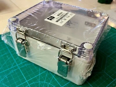 BUD INDUSTRIES BUD 7x6x4" Hinged Latching Enclosure + Backplate, Clear Box,Outdoor NEMA 4X IP67