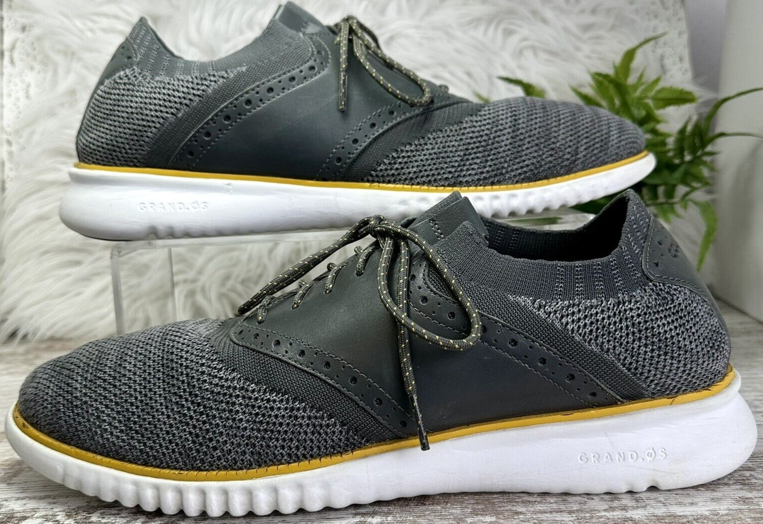 SAOLA Scarpe Oxford Cole Haan Saddle Knit Uomo Taglia 12 Grigio 2.ZeroGrand Imballabili C25308