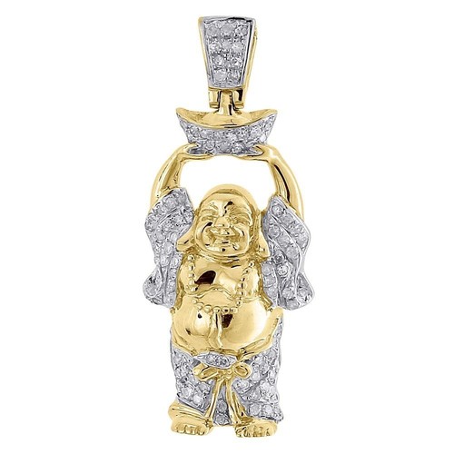 Diamond Laughing Buddha Pendant Mens 