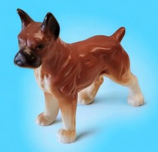 Vtg Mini PORCELAIN STANDING BOXER DOG Doggie Puppy FIGURE JAPAN Brown Black Nose