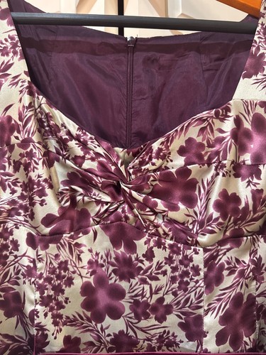 Nanette Lepore Silk Satin Twist Women’s Top Floral Plum Silver Size small - Picture 2 of 11
