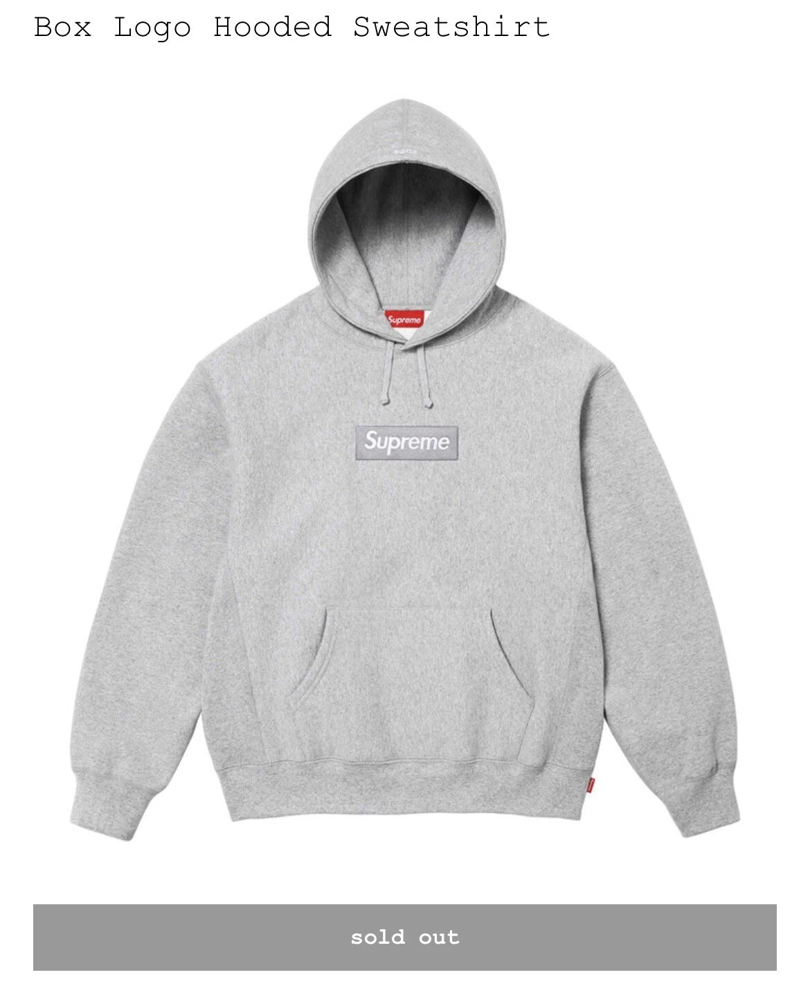 Sweat à capuche In Hand Medium FW24 gris logo boîte suprême expédié aujourd'hui ?