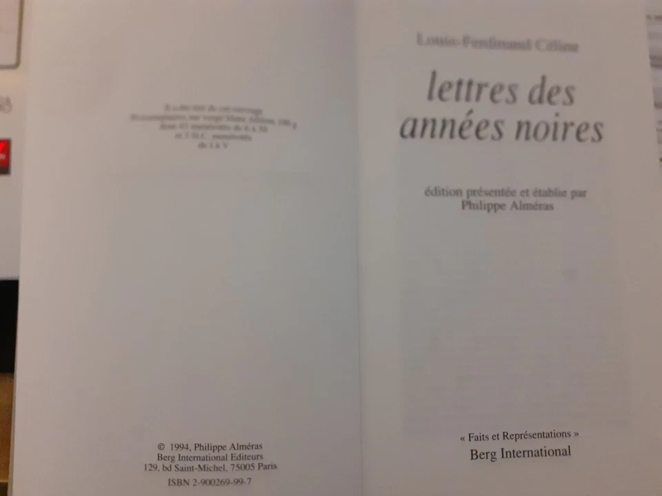 LETTRES DES ANNEES NOIRES de Louis-Ferdinand Céline - Photo 3/3