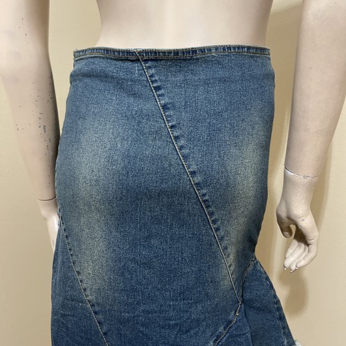 Women’s Blue Denim Cotton Casual Boho Bead Zip Embroidery Size S(4-6) Skirt 3716 - Picture 11 of 12