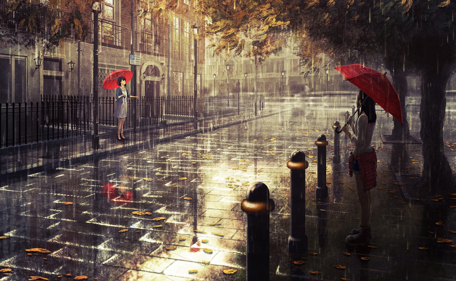 Anime rain umbrella with original characters for London fall CCG gaming mat desk