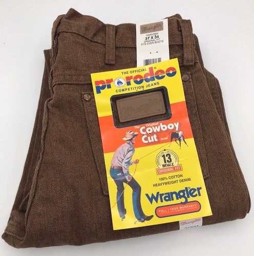 Wrangler Jeans Mens 31X34 Cowboy Cut Original Whiskey Brown Heavyweight 13MWZBW