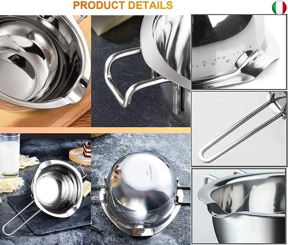 Darkyoun Ciotola per bagnomaria, in acciaio inox 304, con spatola blu, per - Immagine 2 di 4