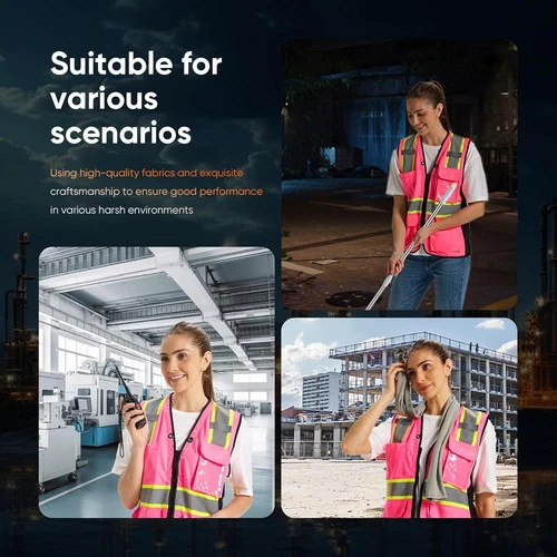 Hi Vis Safety Vest for Women,Working Drawstring waist Construction Vest with Poc image 5
