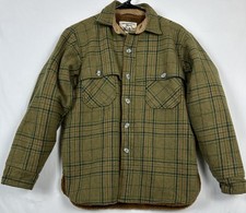 Vintage Woolrich Sherpa Lined Wool Plaid Shirt Jacket Men s M Green Shacket 80's