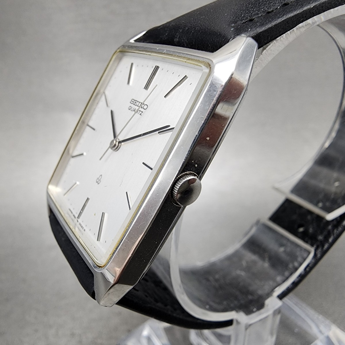 Seiko Tank Watch Men 28mm Silver Dial Silver Tone Rectangle 2621