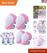 Kids Knee and Elbow Pads Wrist Guards Adjustable Protective Gear Set for Girl...