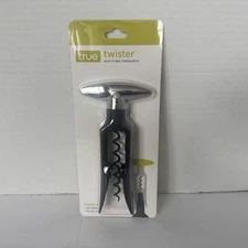 True Twister Easy-Turn Corkscrew, Black Chrome & Plastic, New, Free Shipping