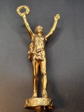 Vintage Bronze Trophy Topper Man holding Laurel Wreath