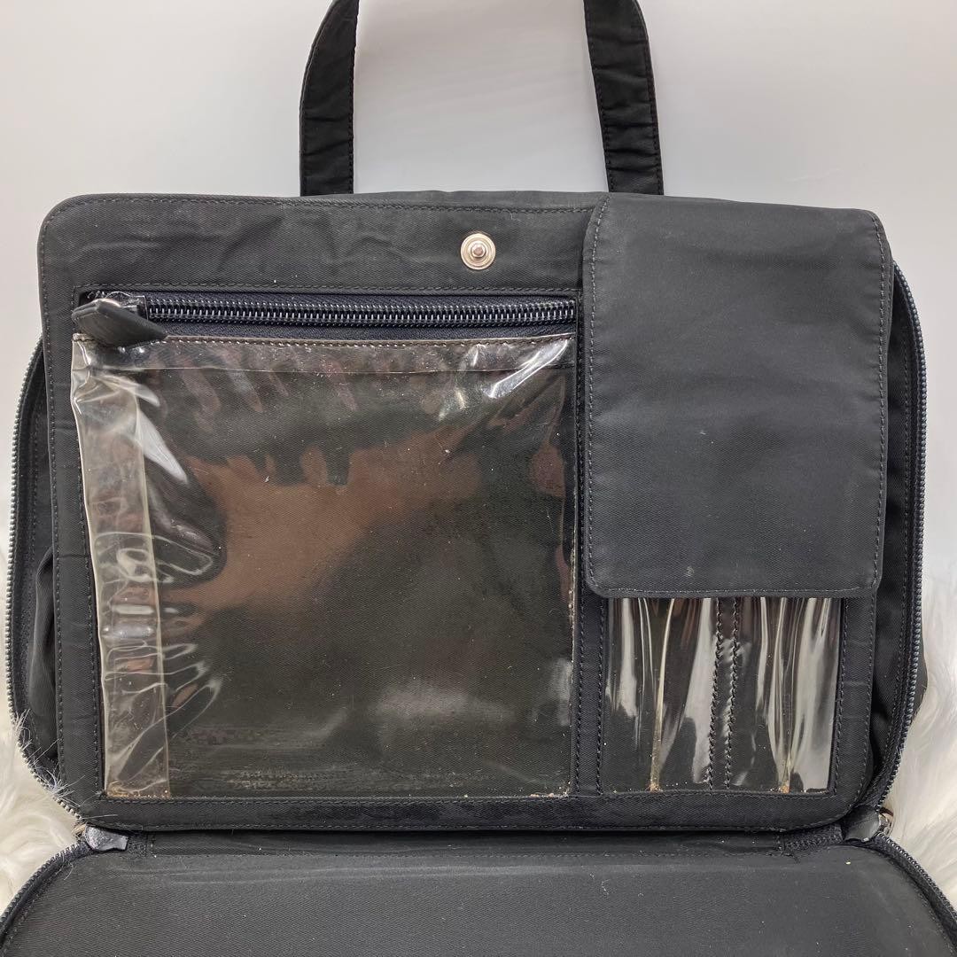 PRADA Triangular Plate Nylon Tote 2 Layer Bag Bla… - image 15