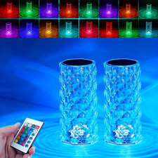 2Pack Crystal Table Lamp Touch  Remote , 4 Modes 16 Color Changing Night Light