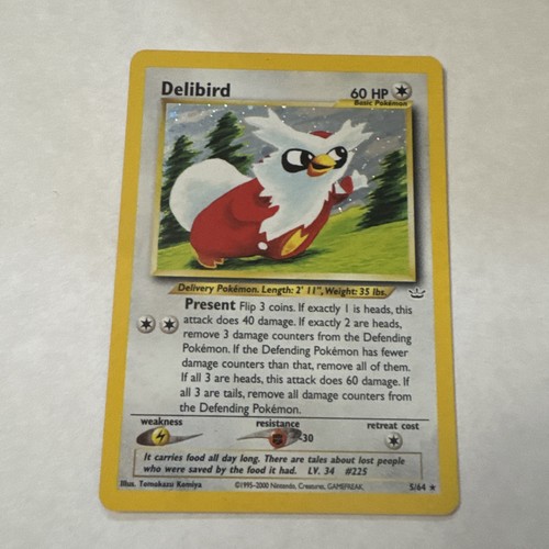 Pokémon TCG Delibird 5/64 Neo Revelation Holo Rare English Unlimited 2000 60 LP