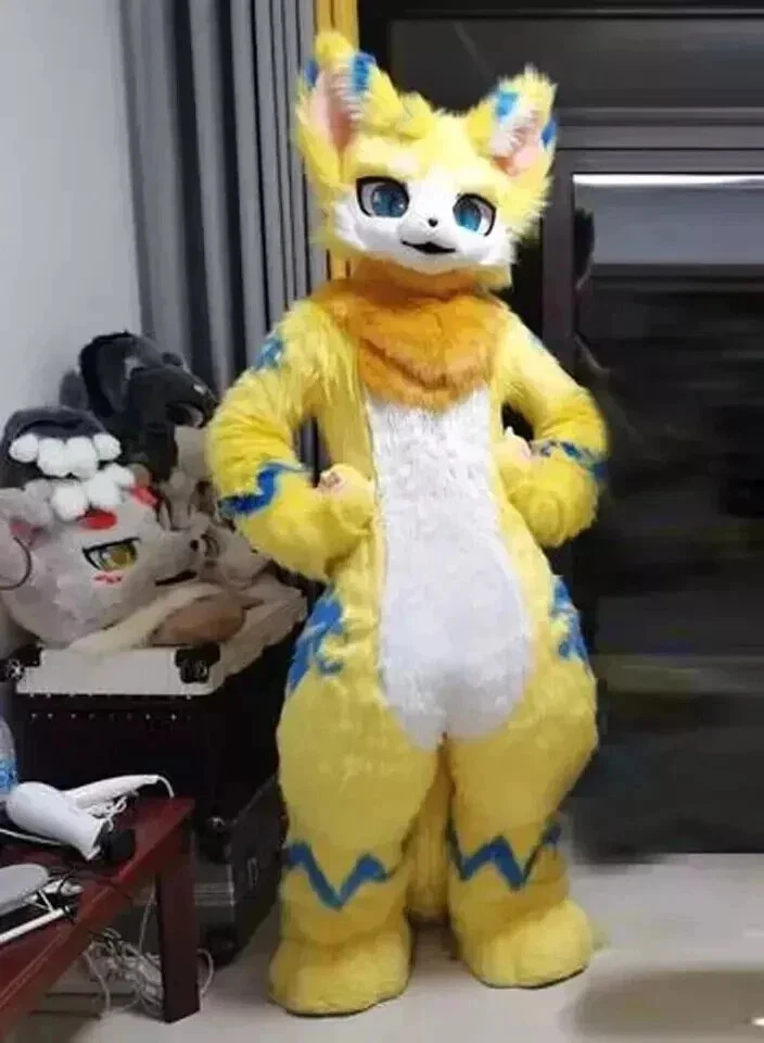 Disfraz de mascota de zorro husky de piel larga traje de Halloween disfraces Foto 2 de 3