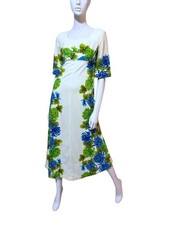 Vintage Ui Maikai Hawaiian Dress S Muu Muu Short Sleeves 100 Cotton Barkcloth
