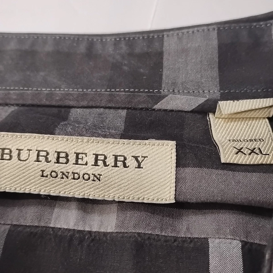 Burberry London Mens XXL Shirt Button Up Black Plaid Long Sleeve - Image 3 of 4