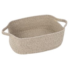 Cotton Rope Storage Basket with Handles, Natural Woven Basket, Decorative Rec...