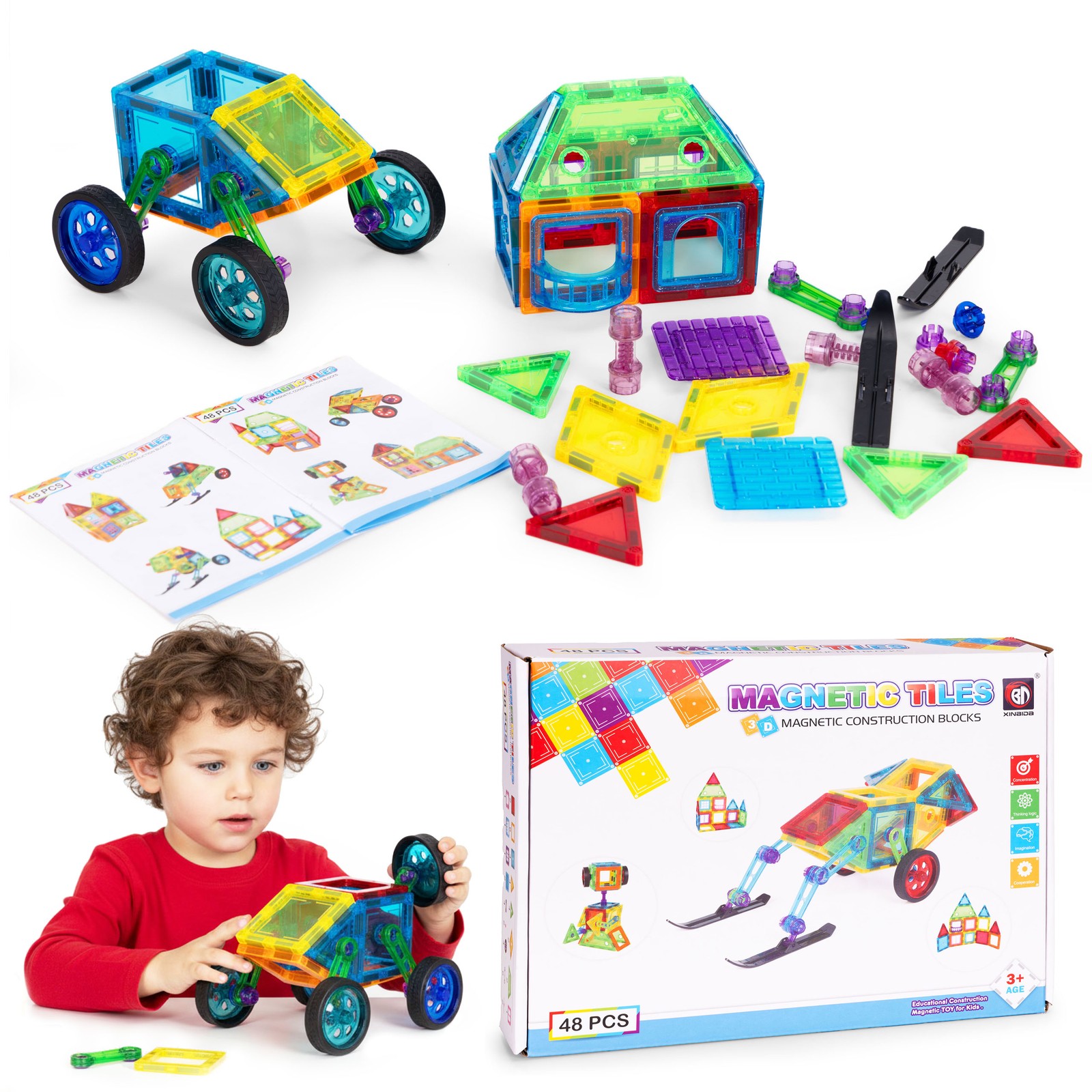 5905817008193 Klocki magnetyczne konstrukcyjne domek autko 48 elementw MULTISTO 5490₽