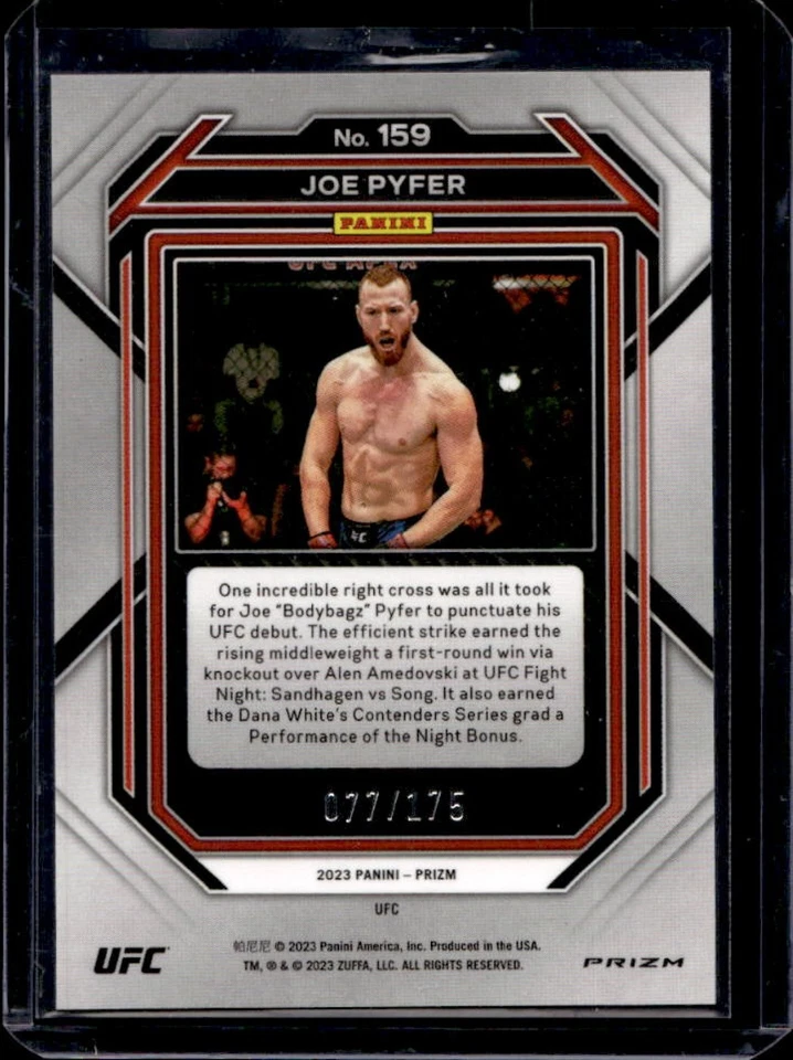 2023 Prizm UFC Joe Pyfer RC Blue Prizm Rookie #/175 - Image 2 of 2