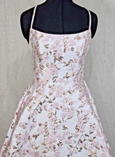B Darlin Dress 11/12 Pink Gold Floral Metallic Jacquard Fit & Flare Lace Up Back