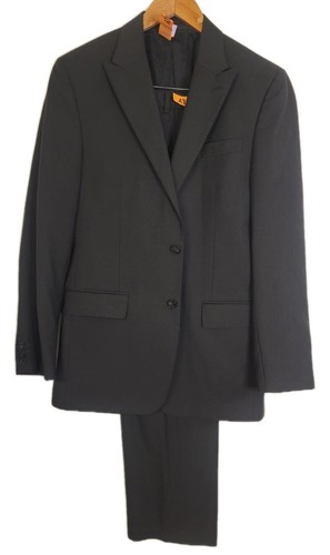VTG Valentino Men's 2 Piece Black Suit Size 38R 34W Wool Wedding Formal *Flaw