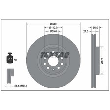 2x Textar Scheibenbremse vorne 1EA615301A 26056651