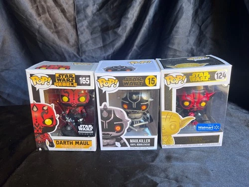 Funko Pops! Star Wars Darth Maul, Maulkiller(custom), Darth Yoda (custom)