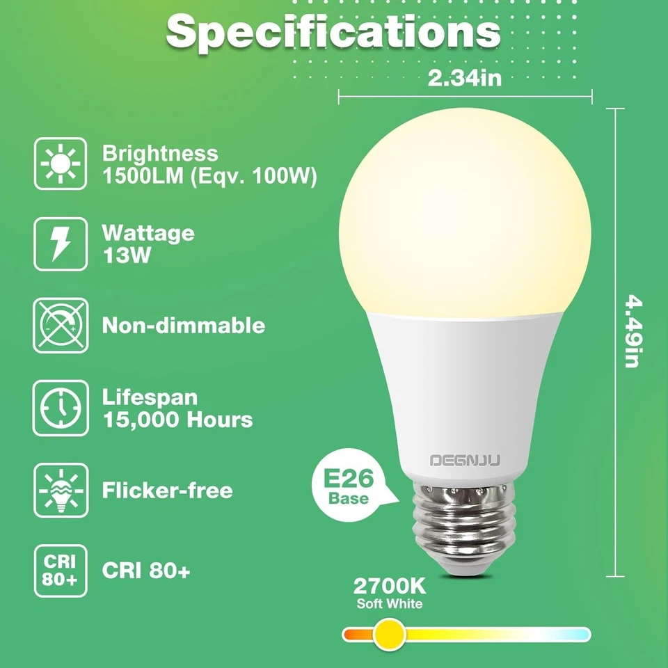 Energy Efficient 100W Equivalent LED Bulbs, 24 Pack - Image 4 of 4