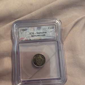 1997 Seychelles 1 Cent (One Cent) Coin ICG Genuine Cert #46966201341