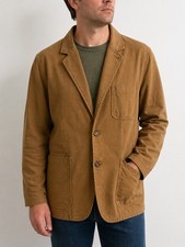 Duluth Trading Brown Canvas Workwear Blazer Jacket L Utility Chore Coat
