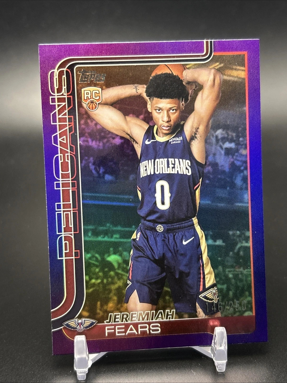2025-26 Topps Jeremiah Fears Rookie RC TRUE Purple Rainbow /250 #207 Pelicans SP