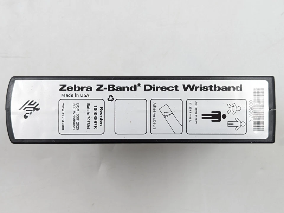 Zebra .75" x 11" Z-Band Direct Wristband Cartridge (10006997K) White | 1200pcs - Image 2 of 4