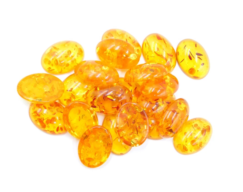 17x23.5 MM Lab Created Baltic Amber Oval Cab Lot Loose Gemstone P-3586 - Image 3 of 4