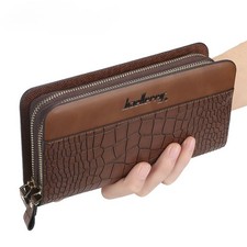 Business Men's Leather Long Zipper Wallet Clutch Bag Phone Card Holder Handbag