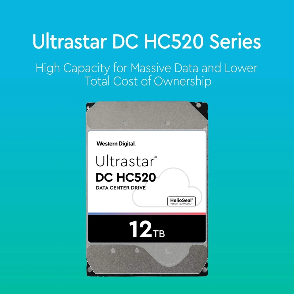 - WD Ultrastar DC HC520 HDD | HUH721212ALE601 | 12TB 7200RPM SATA 6Gb/s 256MB... - Image 2 of 4