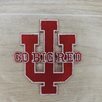 Indiana University "Go Big Red" Iron On Embrdrd Patch- Red Lettering/White Outln