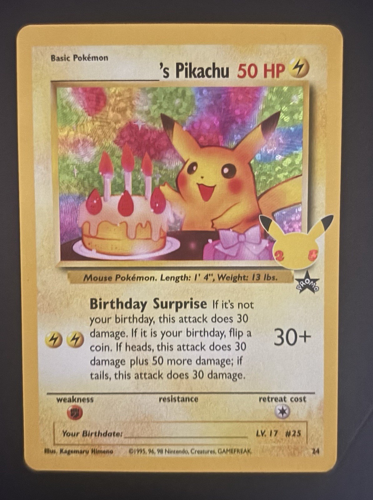 PACK FRESH Pokemon 25th Celebrations ______'s Pikachu 24/53 Classic Collection