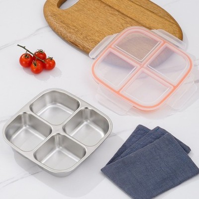 Stainless Steel Multi Section Storage Box for Snacks and Meal Preparation