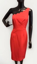 NWT Maggy London Women's Pink Punch Solid Crepe One Shoulder Sheath Dress 8
