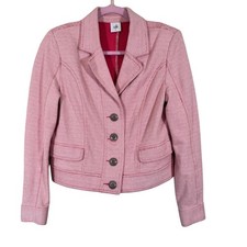 Cabi Red Cropped Blazer Jacket Womens M Holiday Business Casual Metal Buttons